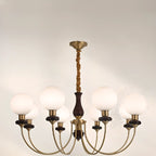 Lustre classique doré en verre globe, hauteur réglable