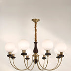 Lustre classique doré en verre globe, hauteur réglable