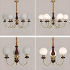 Lustre classique doré en verre globe, hauteur réglable