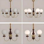 Lustre classique doré en verre globe, hauteur réglable