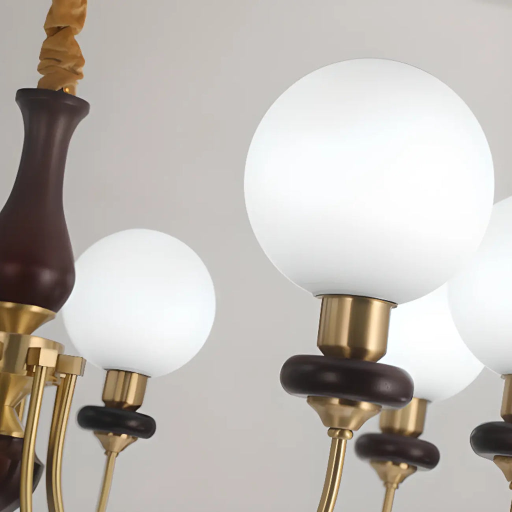 Lustre classique doré en verre globe, hauteur réglable