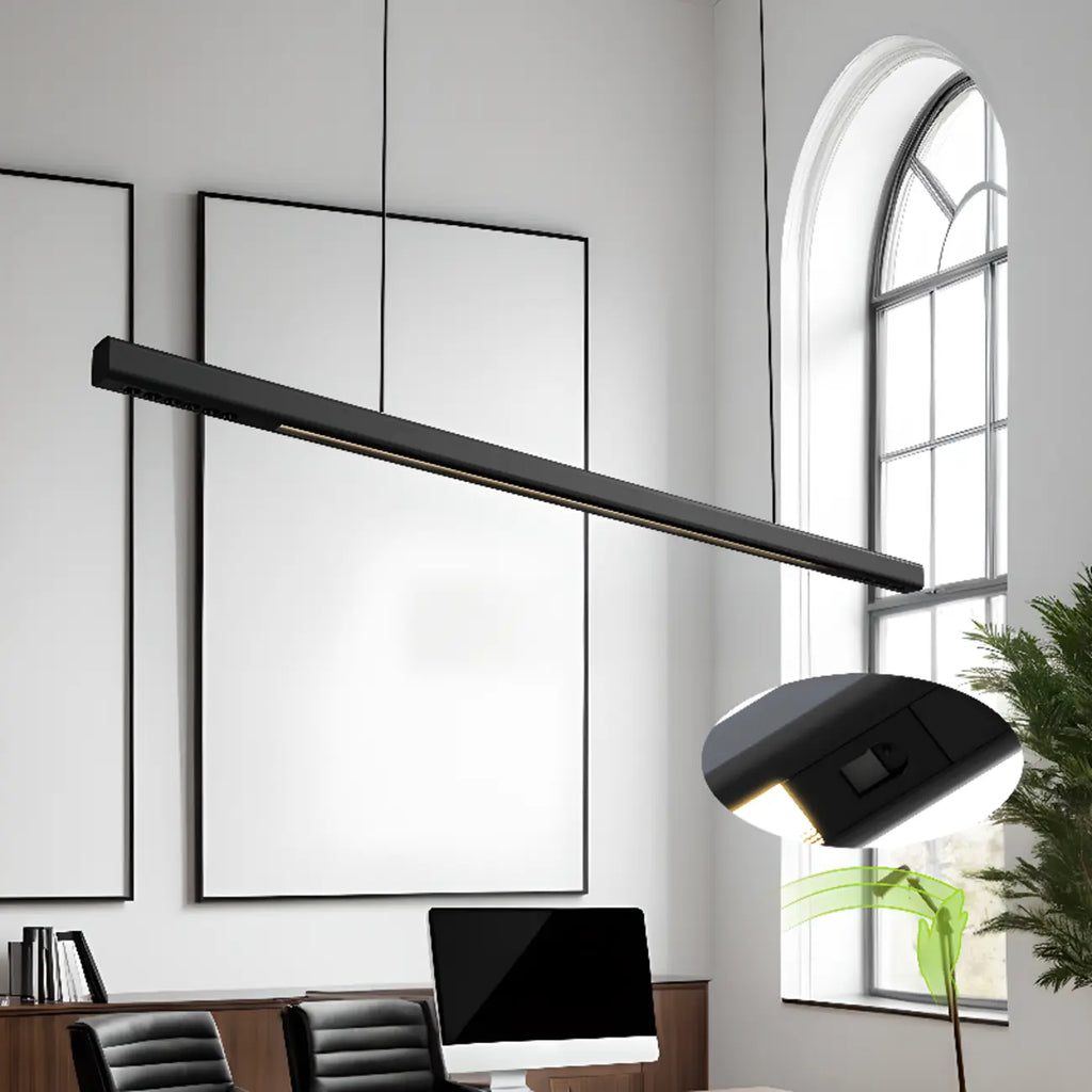 Lampadario a sospensione lineare regolabile a 3 luci naturali per aree moderne