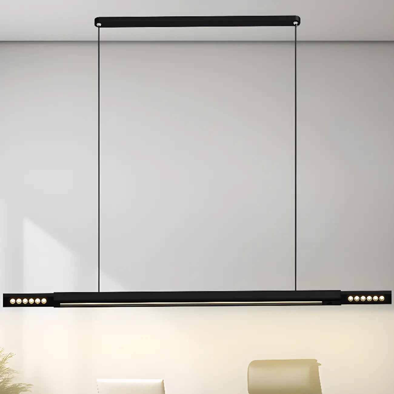 Lampadario a sospensione lineare regolabile a 3 luci naturali per aree moderne