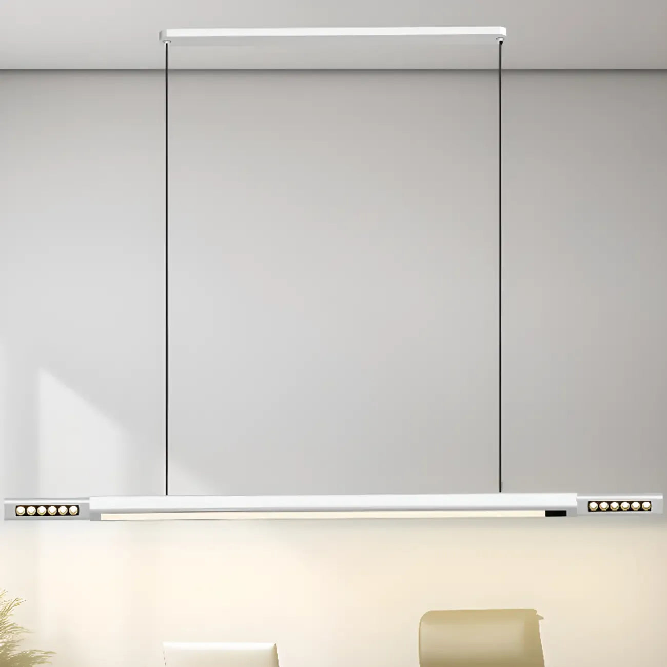 Lampadario a sospensione lineare regolabile a 3 luci naturali per aree moderne