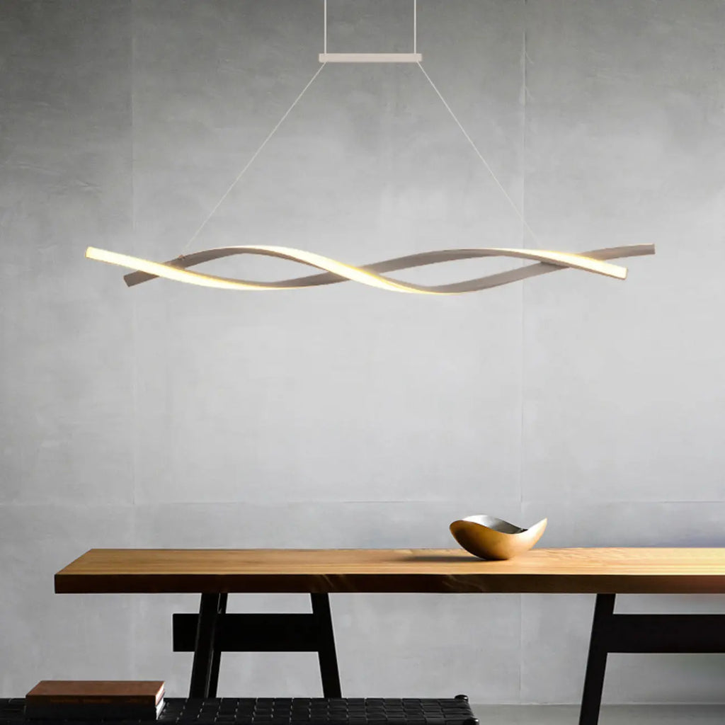 Suspension LED linéaire moderne en métal pour îlot de cuisine
