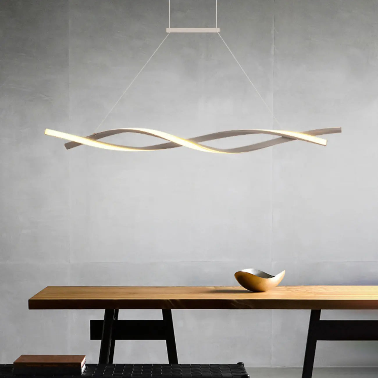 Suspension LED linéaire moderne en métal pour îlot de cuisine