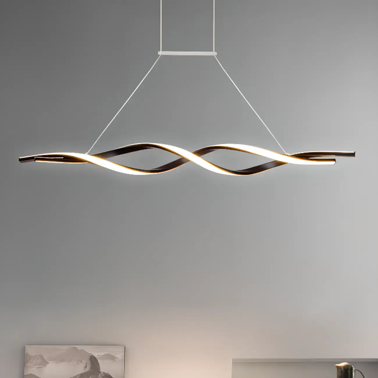 Suspension LED linéaire moderne en métal pour îlot de cuisine