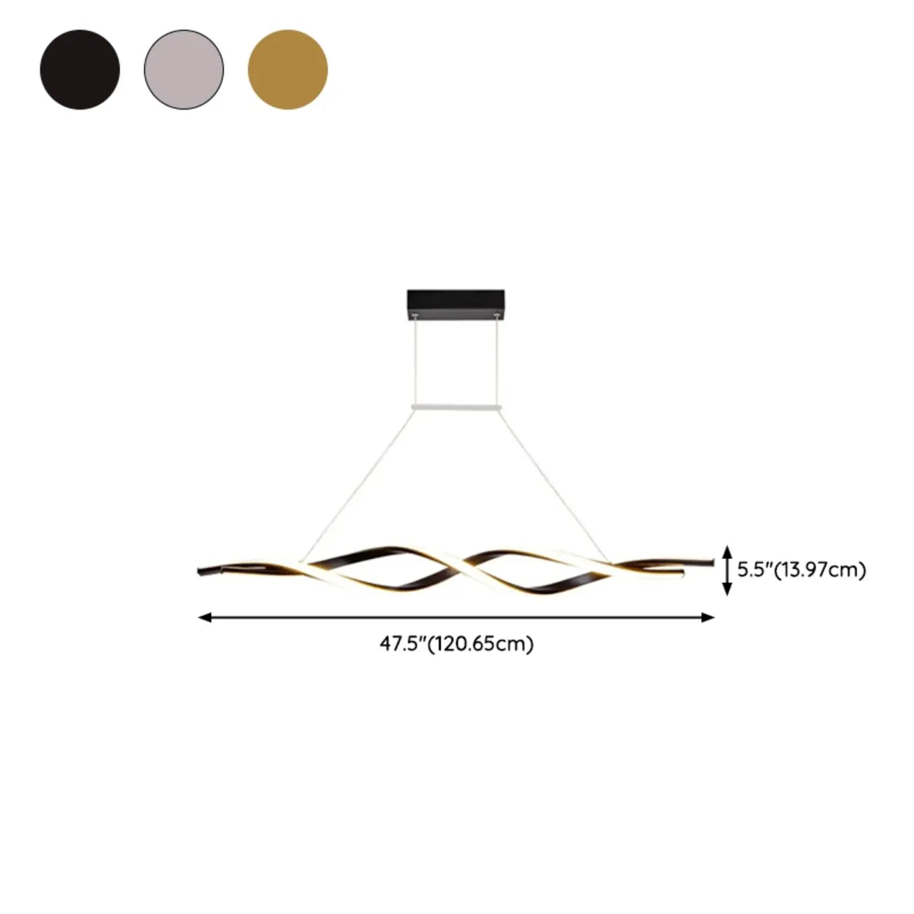 Suspension LED linéaire moderne en métal pour îlot de cuisine
