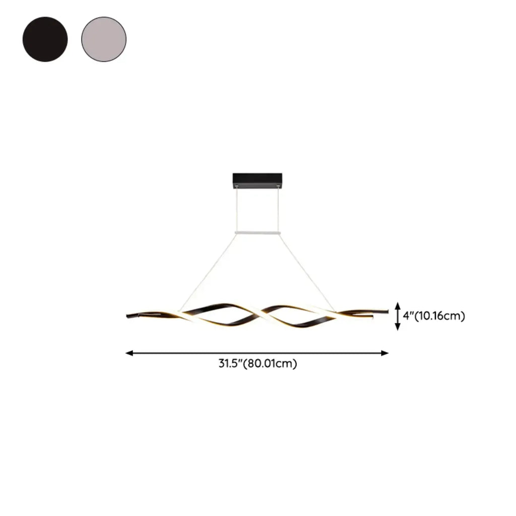 Suspension LED linéaire moderne en métal pour îlot de cuisine
