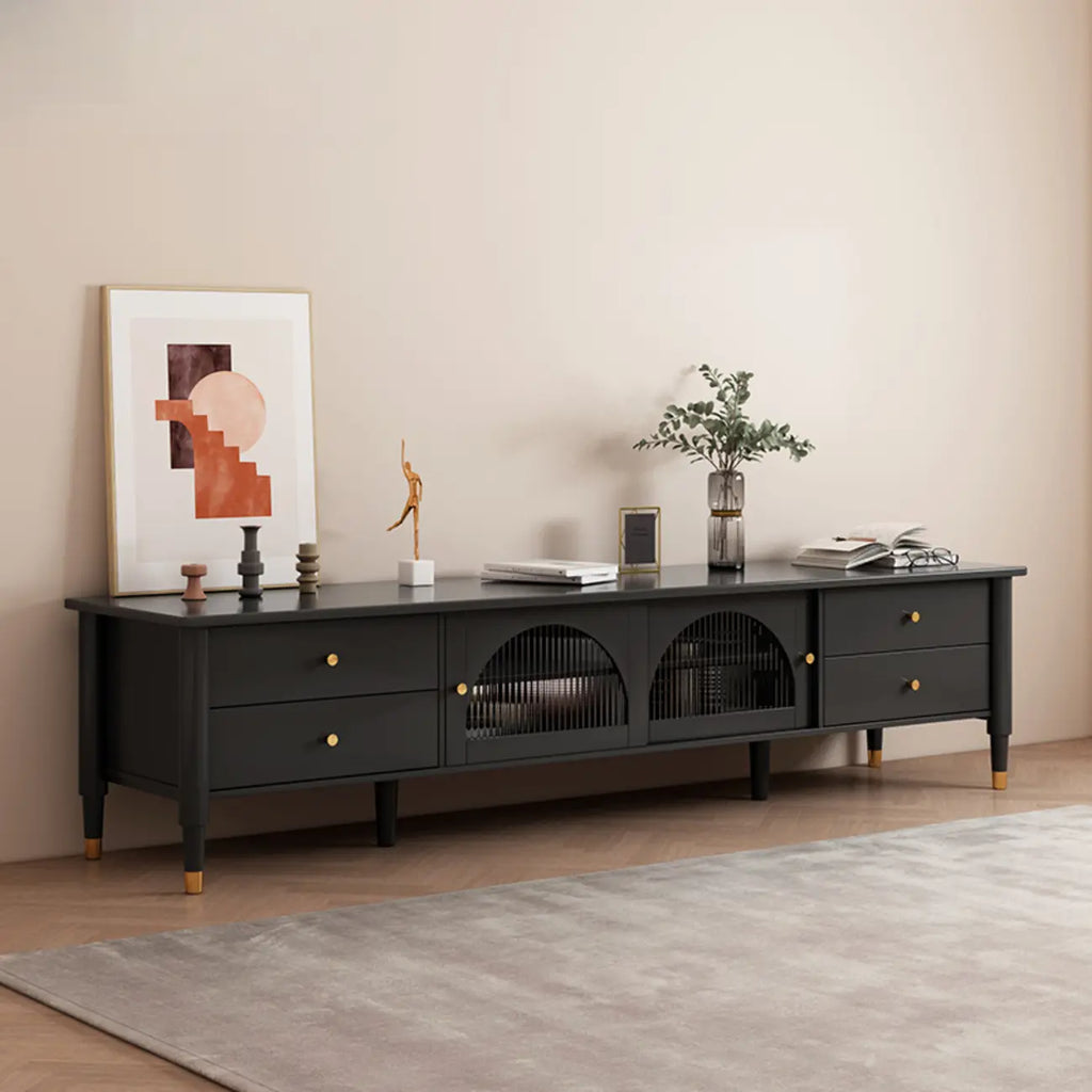 Meuble TV moderne en pin brun à 2 tiroirs avec armoire