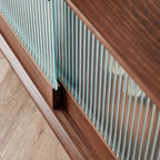 Meuble TV moderne en pin brun à 2 tiroirs avec armoire