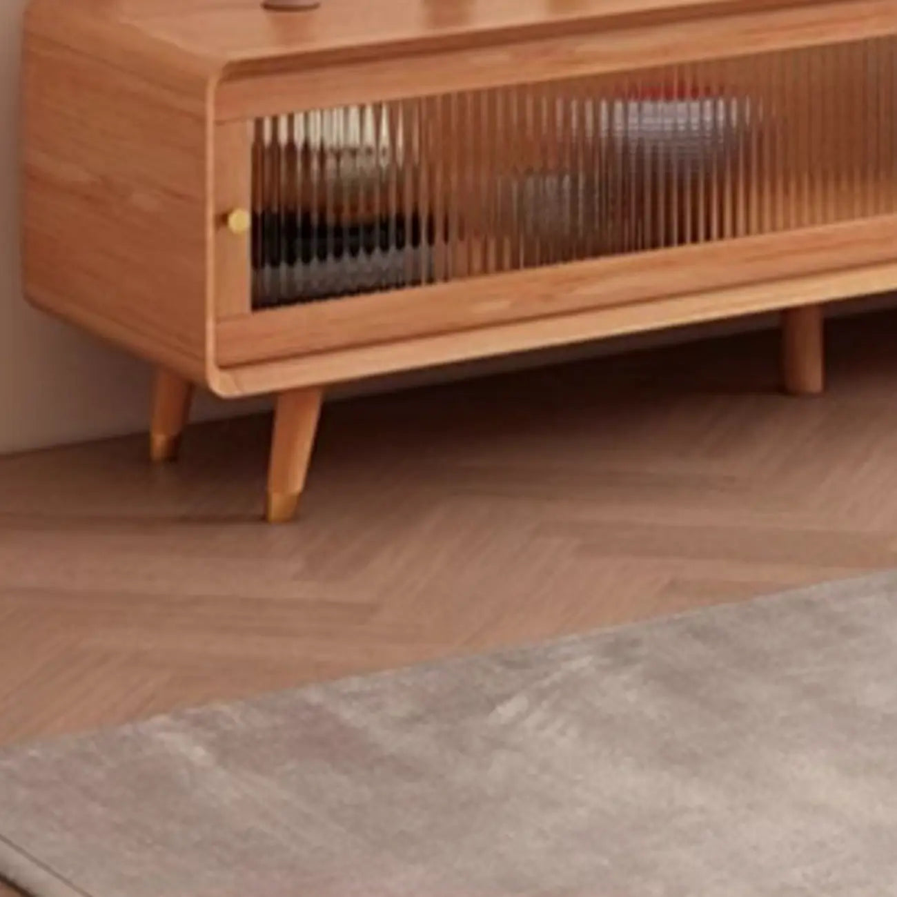 Meuble TV moderne en pin brun à 2 tiroirs avec armoire