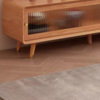 Meuble TV moderne en pin brun à 2 tiroirs avec armoire