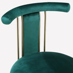 Tabouret de bar Glam Wood recouvert de velours et orné de détails dorés