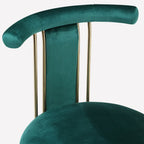 Tabouret de bar Glam Wood recouvert de velours et orné de détails dorés