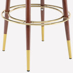 Tabouret de bar Glam Wood recouvert de velours et orné de détails dorés