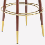 Tabouret de bar Glam Wood recouvert de velours et orné de détails dorés