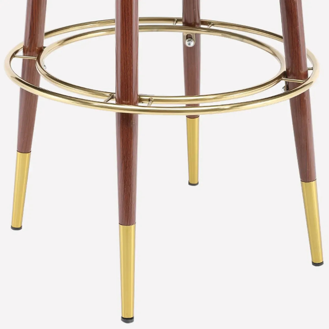 Tabouret de bar Glam Wood recouvert de velours et orné de détails dorés