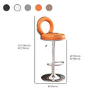 Tabouret de bar pivotant rond et réglable en cuir avec dossier