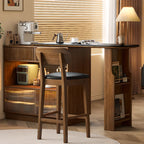 Tables de bar convertibles modernes en bois brun et pierre avec rangement