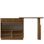 Tables de bar convertibles modernes en bois brun et pierre avec rangement