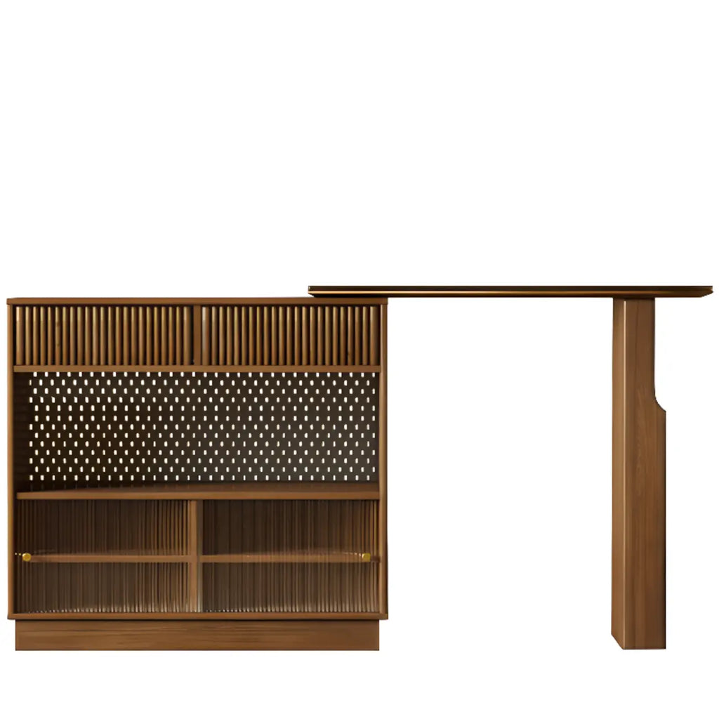 Tables de bar convertibles modernes en bois brun et pierre avec rangement