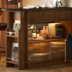 Tables de bar convertibles modernes en bois brun et pierre avec rangement