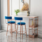 Tables de bar luxueuses en marbre blanc et fer doré avec rangement à 2 niveaux