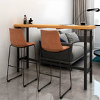 Tables de bar à tréteaux en bois et fer naturel de style campagnard français