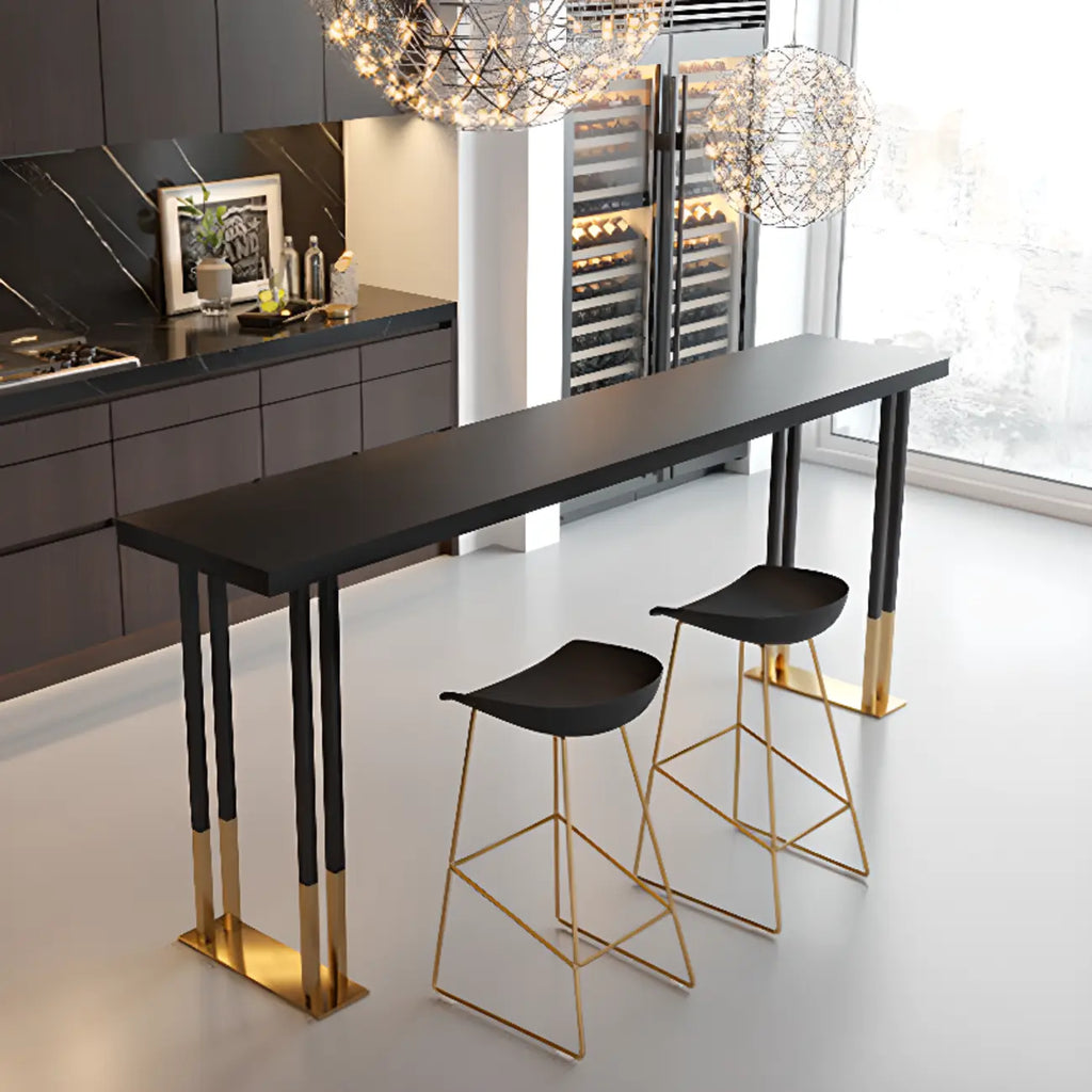 Tables de bar somptueuses en bois, métal et noir doré, style traîneau
