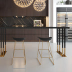 Tables de bar somptueuses en bois, métal et noir doré, style traîneau