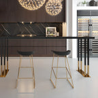 Tables de bar somptueuses en bois, métal et noir doré, style traîneau