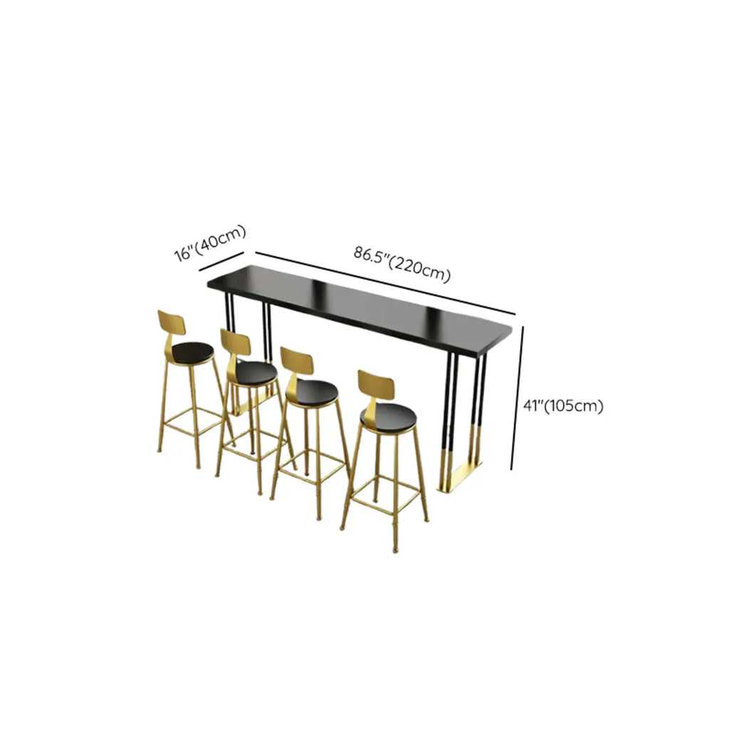 Tables de bar somptueuses en bois, métal et noir doré, style traîneau