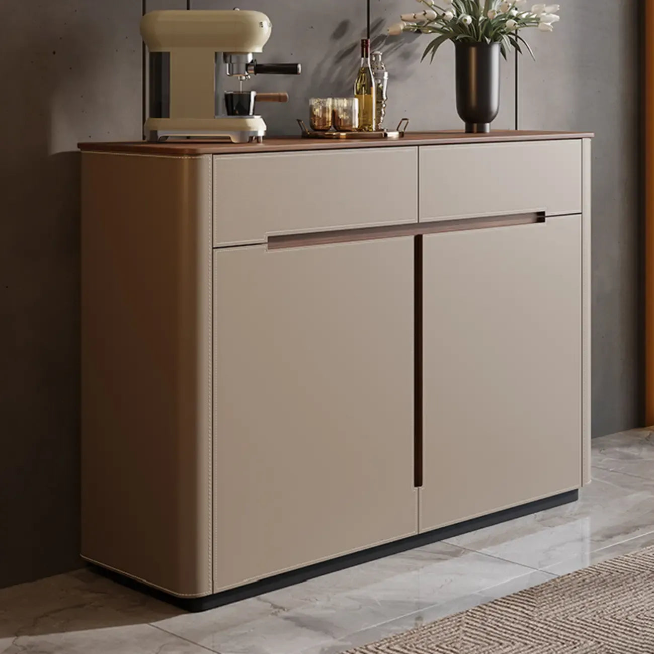 Meuble à chaussures tendance en bois beige avec tiroirs pour entrée
