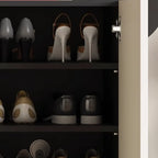 Meuble à chaussures en métal noir avec étagères réglables