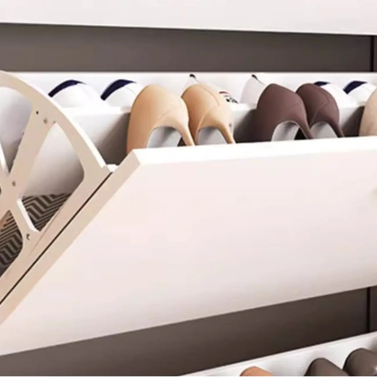 Meuble à chaussures moderne en bois avec tiroir rabattable pour entrée