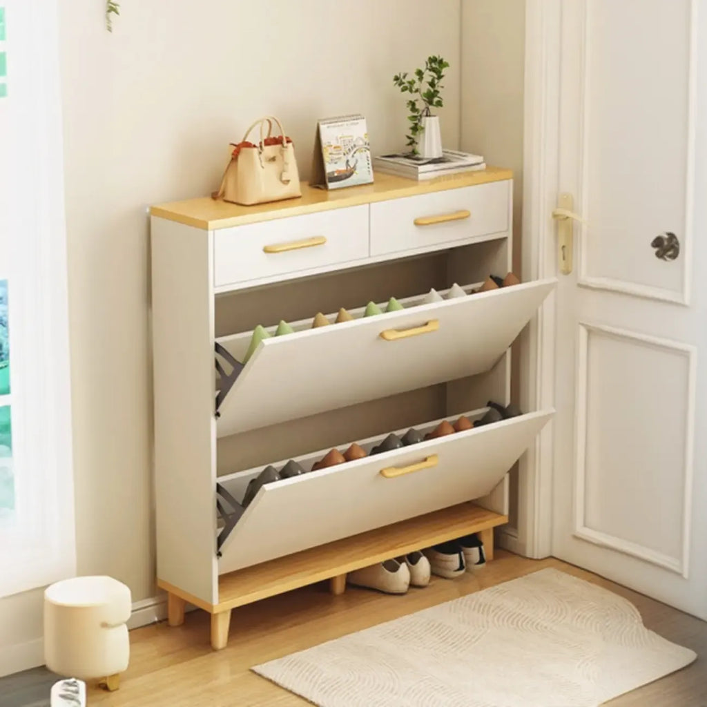 Meuble à chaussures moderne en bois avec tiroir rabattable pour entrée