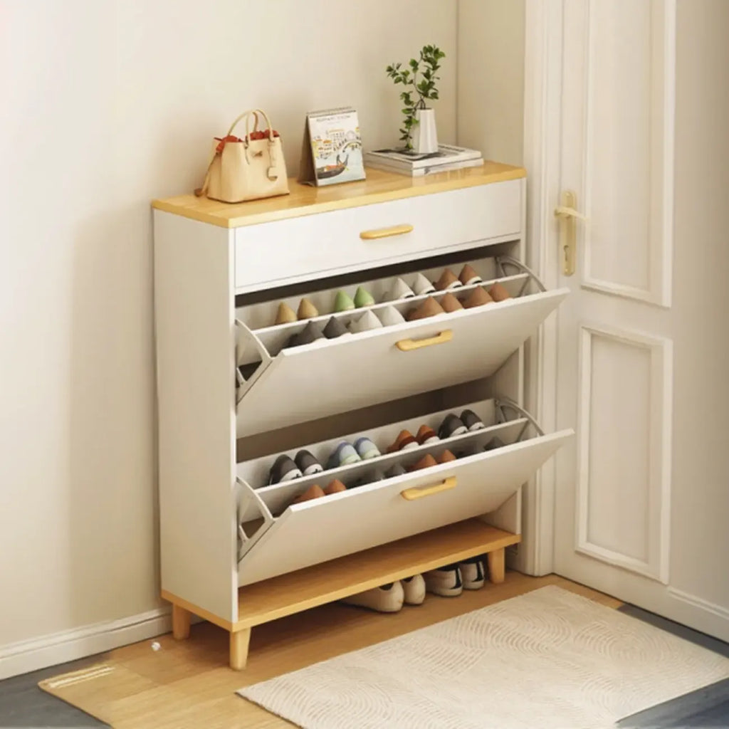 Meuble à chaussures moderne en bois avec tiroir rabattable pour entrée