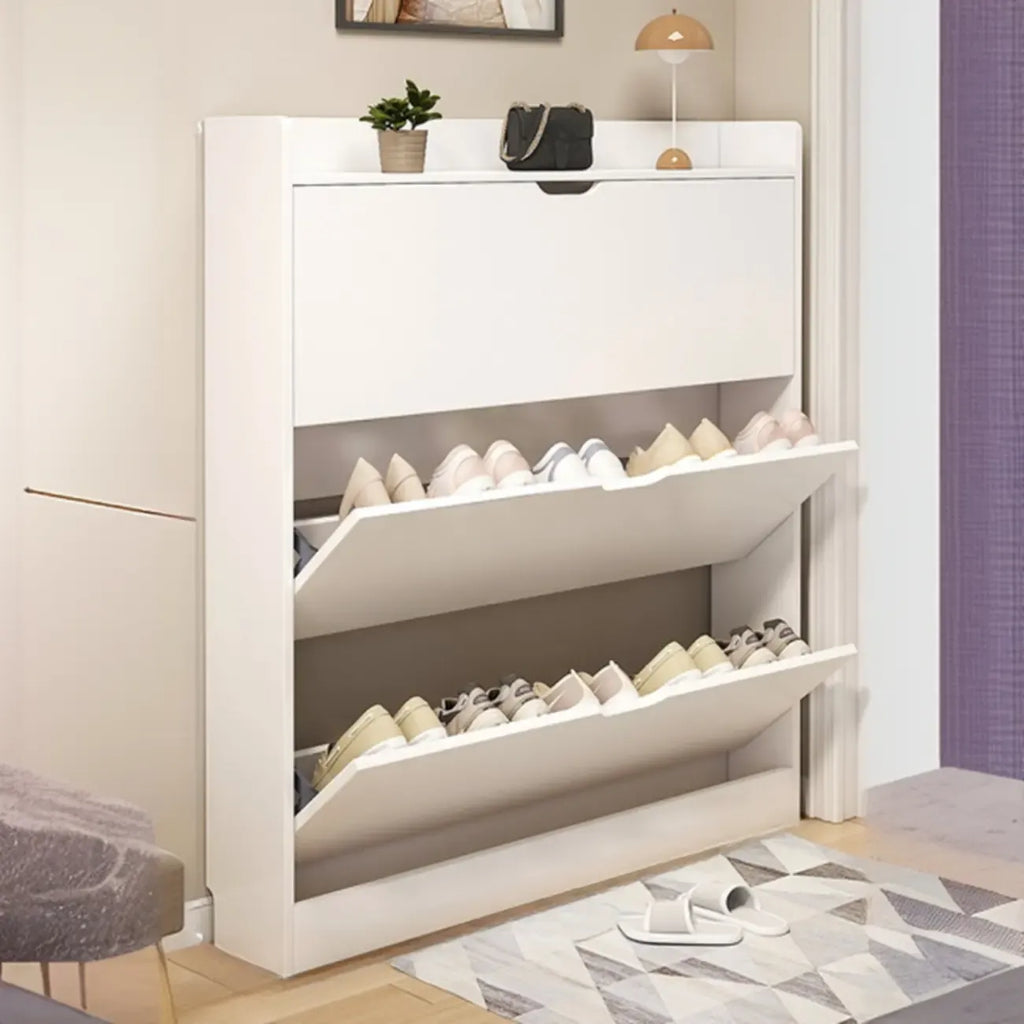 Meuble à chaussures moderne en bois avec tiroir rabattable pour entrée