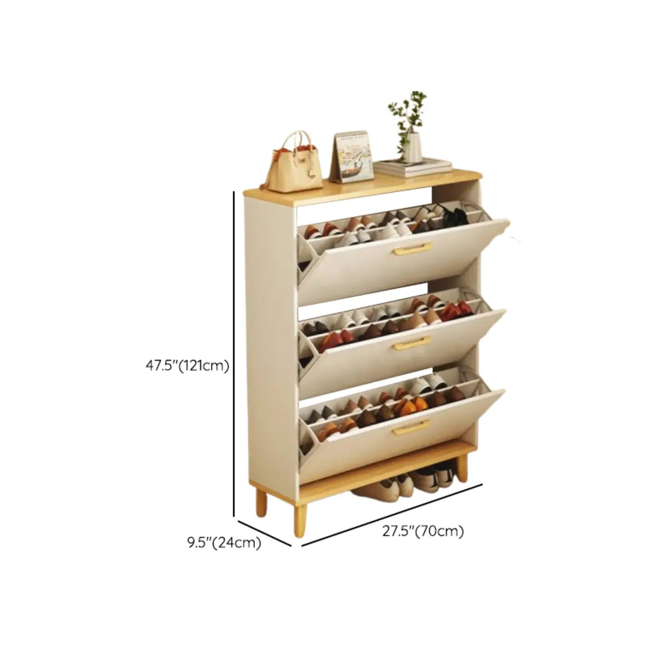 Meuble à chaussures moderne en bois avec tiroir rabattable pour entrée