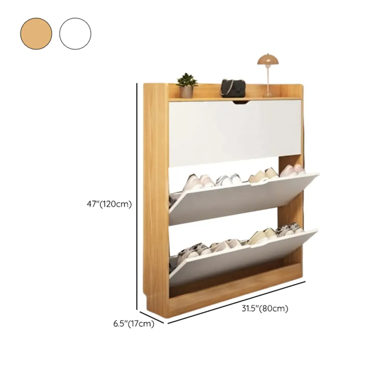 Meuble à chaussures moderne en bois avec tiroir rabattable pour entrée