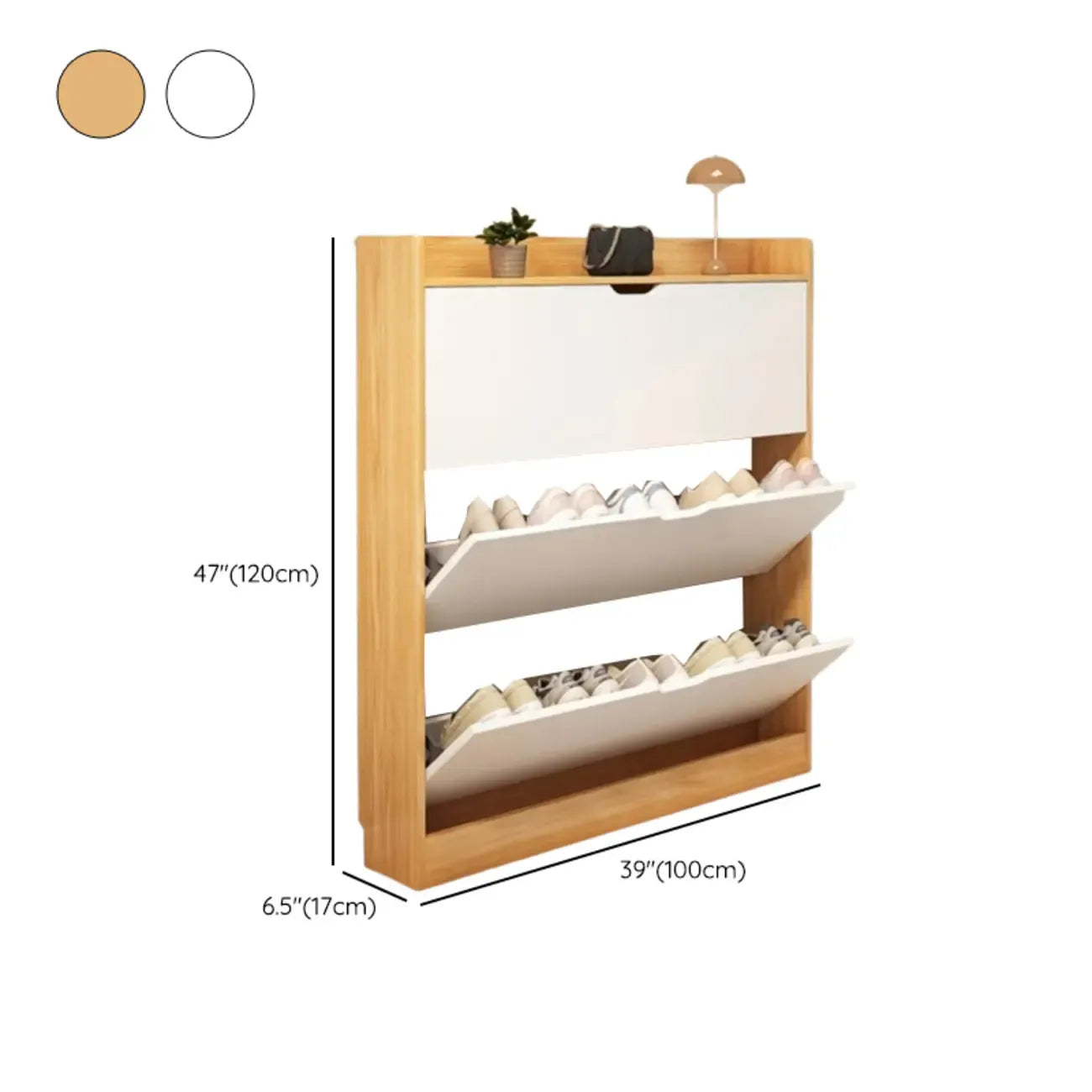 Meuble à chaussures moderne en bois avec tiroir rabattable pour entrée