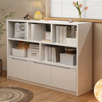 Bibliothèque cubique basse horizontale en bois blanc