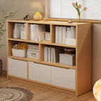 Bibliothèque cubique basse horizontale en bois blanc