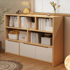 Bibliothèque cubique basse horizontale en bois blanc