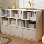 Bibliothèque cubique basse horizontale en bois blanc