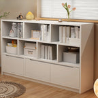 Bibliothèque cubique basse horizontale en bois blanc