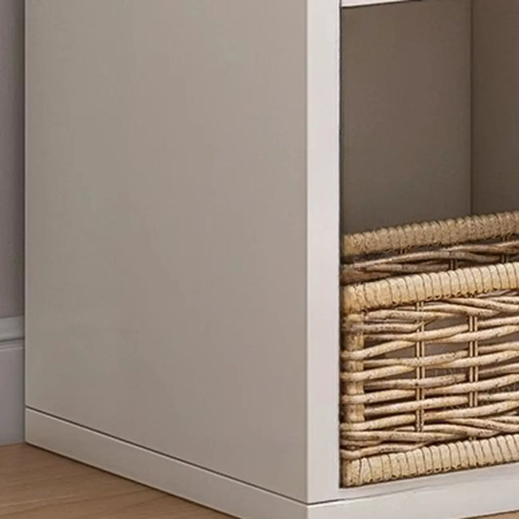 Bibliothèque cubique basse horizontale en bois blanc