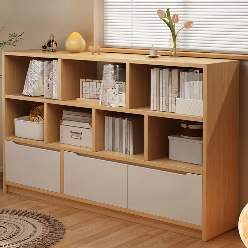 Bibliothèque cubique basse horizontale en bois blanc