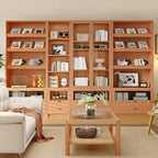 Libreria espositiva a 5 ripiani moderna in legno di ciliegio, altezza 199,9 cm